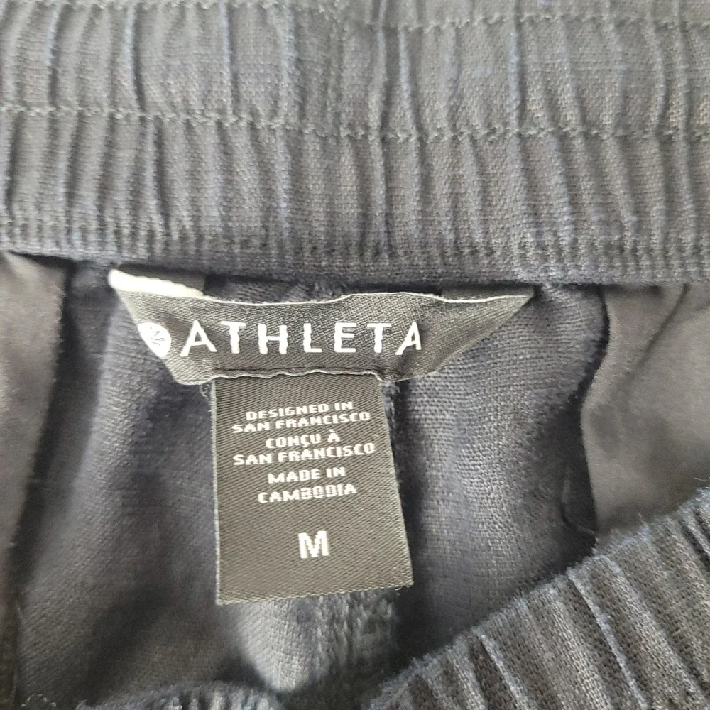 Athleta Cabo Linen Short Black Elastic Waist Drawstring 851045-09 Women Medium